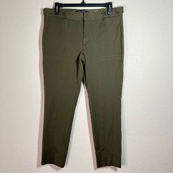 Banana Republic Green Cotton Blend‎ Mid Rise Sloan Pants Women's Size 10 - Picture 1 of 7